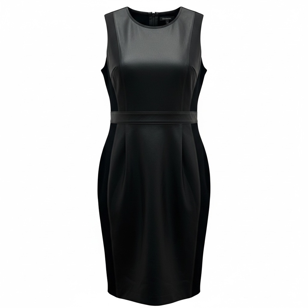 SPANX Faux Leather Black Sheath Dress Women’s Size Medium